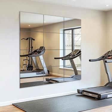 Imagem de VASUHOME Espelho de parede de comprimento total de vidro - 12 x 10 polegadas - 12 peças, espelho de corpo inteiro sem moldura para academia em casa, quarto, sala de estar - Espelho de parede versátil
