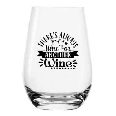 Imagem de YJXIN Taça de vinho engraçada sem haste há sempre tempo para outro vinho Presente cristão para mulheres ocasiões especiais 30, 40, 50, 60º aniversário para mãe, presente de aposentadoria para ela