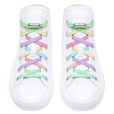 Imagem de Cadarço Elástico Colorido Com Trava Metálica – Ajustável, Sem Amarrar, Compatível Com Tênis Adulto E Infantil
