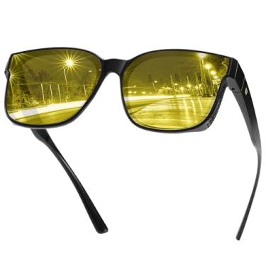 Imagem de DUCO Óculos femininos para dirigir noturnos, óculos de visão noturna, leve, armação TR90, lente antirreflexo, Lente de visão noturna com armação preta B, common