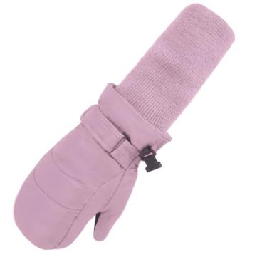 Imagem de MAGARROW Luvas infantis para inverno quente inverno neve esqui à prova de vento (rosa claro - punho longo, 6-8 anos)