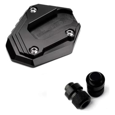 Imagem de Válvula de pneu de motocicleta CNC Kickstand Side Stand Ampliador Pad compatível com F850GS F750GS F 750 850 GS Adventure 2018-2021 2022 (1 conjunto preto)