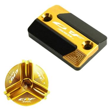 Imagem de Acessórios de motocicleta Tampa do reservatório de fluido de freio dianteiro e tampa de enchimento de óleo do motor compatível com CRF300L CRF 300 L CRF 300L 2021 2022 (combo dourado)