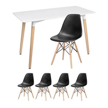 Imagem de Kit - Mesa retangular Eames 60 x 120 cm + 4 cadeiras Dsw Mesa branco com cadeiras preto