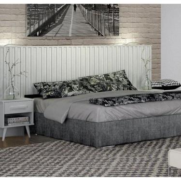 Imagem de Cabeceira Casal Milano Ripado com 2 Mesa de Cabeceira Leifer