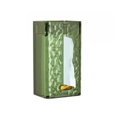 Imagem de Porta-lenços de papel glacial caixa de papel montada na parede caixa de guardanapo de cozinha doméstica leve luxo toalha de rosto caixa de armazenamento suporte de caixa de lenços (verde)