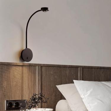 Imagem de Luminária de parede LED para leitura, luminária de cabeceira flexível, com interruptor liga/desliga, holofote de leitura moderno para cabeceira de quarto, 4000K, luminária de parede para cab