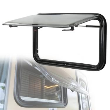 Imagem de Janela de empurrar para trailer, janela de saída de trailer para trailer, substituição de janela de trailer com tela, para-sol, janela de ventilação articulada, 60 x 50 cm