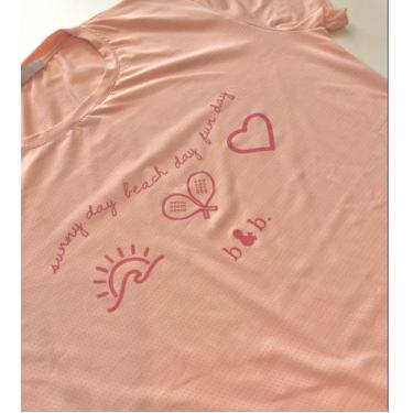 Imagem de Baby look Sea - Beach and beach, Rosa claro, Estampa rosa coral, M