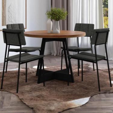 Imagem de Conjunto Sala de Jantar Guatemala 4 Cadeiras Carraro Grafite/Preto/Nog