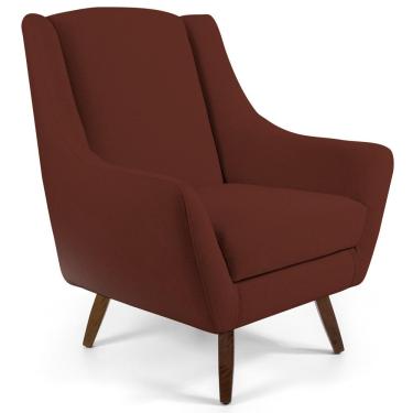 Imagem de Poltrona Decorativa Fixa Pés de Madeira Juliet D02 Veludo Terracota C-417 - Lyam Decor