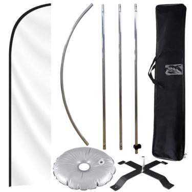 Imagem de Kit de mastro de bandeira Swooper com suporte de base cruzada resistente para publicidade de negócios internos, embalado por bolsa de viagem durável portátil - 3 metros sem bandeira de penas