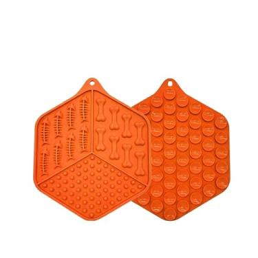 Imagem de Tapete Lambedor Inibidor de Ansiedade com Ventosas - Comedouro Lento para Cães e Gatos, 3 Divisórias (Laranja,17)