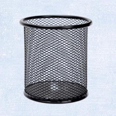 Imagem de Suporte de caneta de mesa, suporte de caneta de metal de malha com almofada de EVA antiderrapante, acessório de mesa e organizador de espaço de trabalho para casa, escola e escritório, preto, 9,4 cm