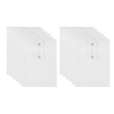 Imagem de Envelope de papel kraft de 12 peças com fecho de amarrar, 14 x 10 cm, bolsa para pasta de arquivos, envelopes vintage, para escritório, negócios, casa, cartão, organização, documentos, branco, branco