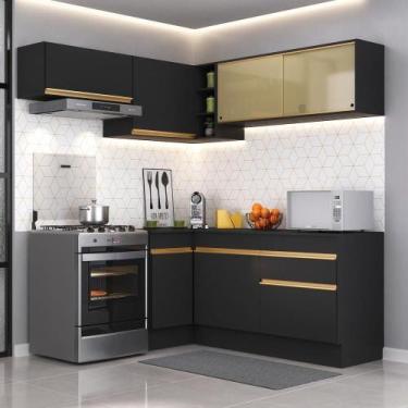Imagem de Cozinha Completa De Canto Mp2094 Com Armário E Balcão Preta - MULTIMOV