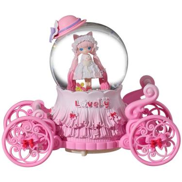 Imagem de Caixa de música Lolita Princess Crystal com base de carruagem rosa