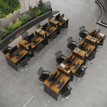 Imagem de Estação De Trabalho 16 Lugares Tech Office 16 Mesas 12 Armár - Preto E Cedro Preto E Cedro