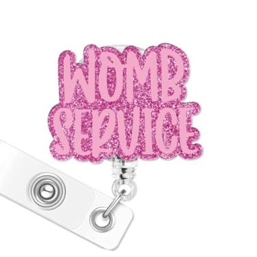 Imagem de Carretel de crachá de enfermeira, suporte de carretel de crachá de serviço de útero rosa, retrátil com clipe de identificação para cartão de identificação de enfermagem, enfermeiras médicas RN EN L&D