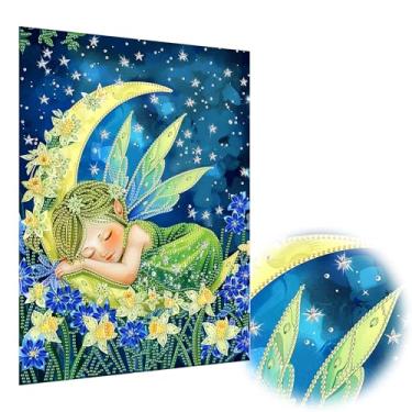 Imagem de Yomiie Kits de arte de diamante com formato especial de elfo 5D para adultos, pintura de diamante, lua, estrelas, faça você mesmo, kits completos de brocas, strass de cristal, diamante, artesanato