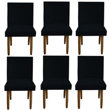 Imagem de Kit 06 Cadeiras Para Sala De Jantar Tóquio Pés Palito Suede Preto D'classe Decor
