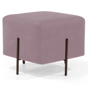 Imagem de Puff Decorativo 45cm Base Aço Status C-305 Veludo Rosê - Domi