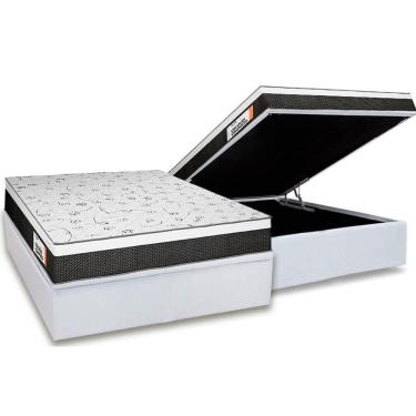 Imagem de Cama Box Baú Queen: Colchão Ortopédico Plumatex Falcon Ultra Firme + Base Crc Courano White (158x198)