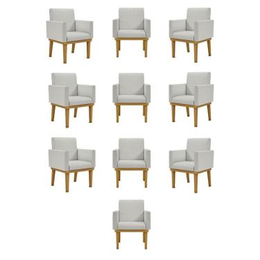 Imagem de Kit 10 Cadeiras Decorativa Reforçada Oferta Balaqui Linho Cor:linho Cinza Claro