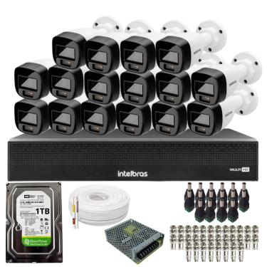 Imagem de Kit 16 Câmeras Intelbras 1120b Full Color, Dvr 16ch Mhdx 1016c  Hd 1tb