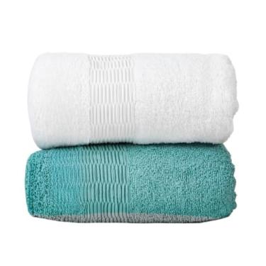 Imagem de Toalha de Banho Gigante, Kit 2 Toalhas Banhão Banho Gigante 72x130cm 460g(Branco e Verde)