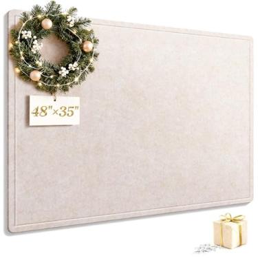 Imagem de Quadro de avisos, quadro decorativo de cortiça de feltro de 122 x 89 cm com pinos, quadro de pinos de feltro dobrável, quadro de exibição de fotos para escritório, casa, escola