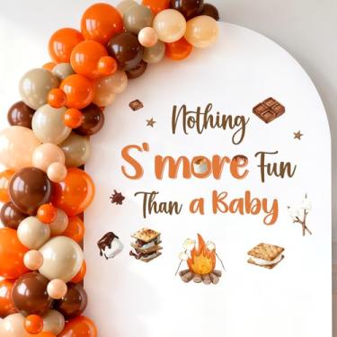 Imagem de Sursurprise Nada S'More Fun Than A Baby Decalque Adesivo para S'Mores Baby Shower Balloon Arch Backdrop Photography Background Wall Decor, Camping Party Supplies