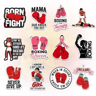 Imagem de Conjunto de 12 adesivos de boxe, designs motivacionais de lutadora feminina com citações como Born to Fight, Boxing is My Therapy, Like a Girl Try to Keep Up, adesivos para laptop, garrafa, telefone