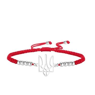 Imagem de Dreamtimes Pulseira com símbolo ucraniano para mulheres, pulseira ucraniana para homens, presentes inspirados em tridente ucraniano, joias de lembrança ucraniana, Medium, Aço inoxidável, Sem Pedra