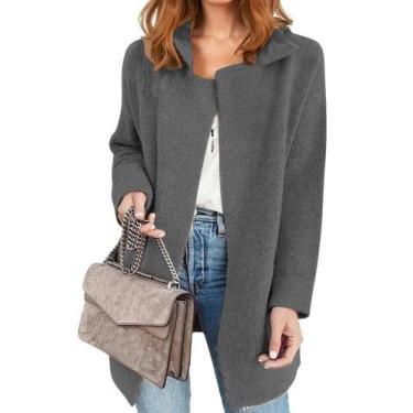 Imagem de Cardigã ECOWISH, camisola feminina de malha de outono e inverno com fr