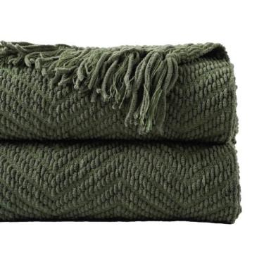 Imagem de Cobertor BATTILO HOME 153x203 cm Verde-oliva Knit Throw