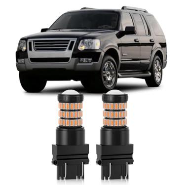 Imagem de MEALAM Lâmpadas LED amarelas âmbar 3157 3457 4057 3156 lâmpadas piscantes compatíveis com Ford 2002-2019 Explorer Luzes de seta dianteiras e luzes de seta traseiras Explorer 2002-2010, pacote com 2