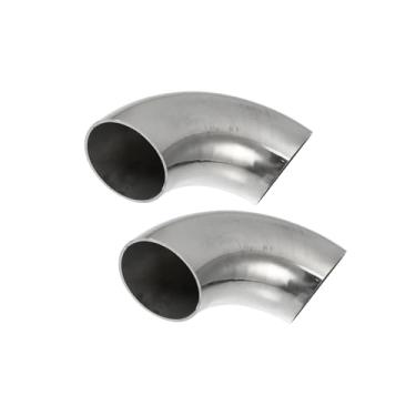 Imagem de VekAuto 2 peças OD 1,75 polegadas 90 graus 1,5 mm espessura mandril curva cotovelo SS304 tubo de curva de aço inoxidável tubo de cotovelo de escape para carro modificado sistema de escape acessórios