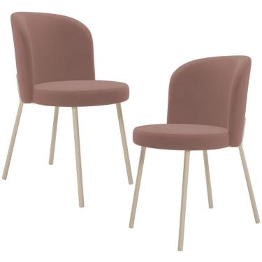 Imagem de Kit 02 Cadeiras Para Sala De Jantar Cozinha Estofada Gavi Arena L02 Suede Rosê - Lyam Decor