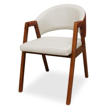 Imagem de Cadeira De Madeira Maciça Dora Encosto E Assento Estofados Veludo Bege- Mabe Magazine