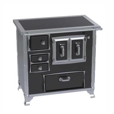 Imagem de Fogão A Lenha N° 01 Venax Século Xviii Gii Premium Preto Gab. Chapa Vitrocerâmica Saída Direita Sem Tampa