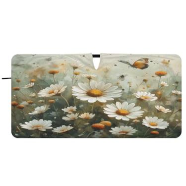 Imagem de Blueangle Aquarela Meadow Daisies Para-brisa Para-brisa - 149.9 cm x 76.2 cm Dobrável Carro Frontal Protetor Solar Blocos Raios UV Viseira de Sol (674)
