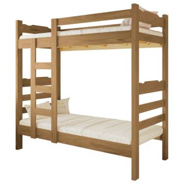 Imagem de Beliche Life Madeira Maciça Reforçado Solteiro com Grade Cor Nogueira