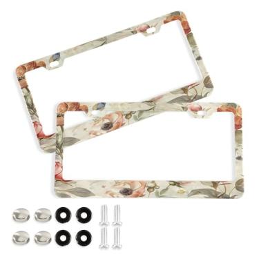 Imagem de SEHANY Molduras de placa de carro rosa dos namorados, capas de moldura de placa de carro de alumínio à prova de ferrugem com orifícios elípticos e parafusos serve para veículos padrão dos EUA tamanho