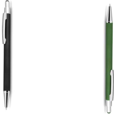 Imagem de Genérico Kit Caneta Ecológica, Esferográfica em Metal com Corpo Emborrachado, Escrita Azul, Papel Reciclado, Ponta Touch, Estilo Sustentável, 2 Unidades (Preto e Verde.)