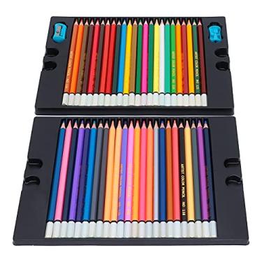 Imagem de Conjunto de lápis de cor 72 cores Madeira núcleo macio hexagonal óleo pastéis lápis pré afiados vibrantes materiais de arte misturáveis ​​para artistas adultos crianças esboços (Chumbo de 48 cores)