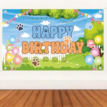 Imagem de Painel de Fundo para Festa Aniversário com Tema cão, Balões com Estampa Pata Cão em Desenho Animado Bandeirolas Decorativas e Adereços para Fotos Ideal Festas Aniversário de Meninos e Meninas