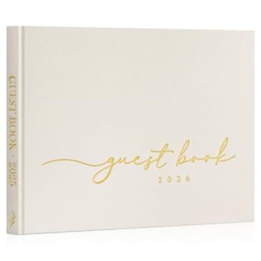 Imagem de Lanpn Livro de convidados de casamento 2026 - Livro de visitas Polaroid capa dura de linho recepção de casamento para login e fotos - 108 páginas em branco Livro de visitas para chá de panela chá de