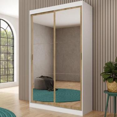 Imagem de Guarda Roupa Solteiro 2 Portas 2 Gav Espelho Branco Carraro - MÓVEIS C