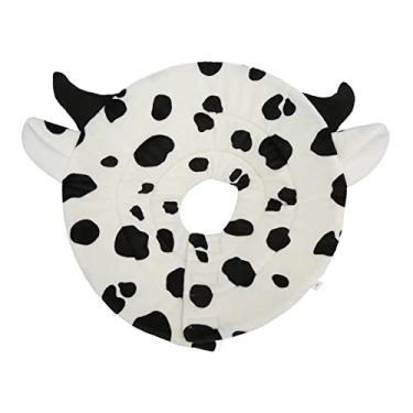 Imagem de Generic Gato Dos Desenhos Animados Elizabeth Cone Macio Ajustável Vaca Padrão Colar de Recuperação para Gatos e Cães para o Traje de Halloween, Algodão Cristal Veludo (M Circunferência do pescoço